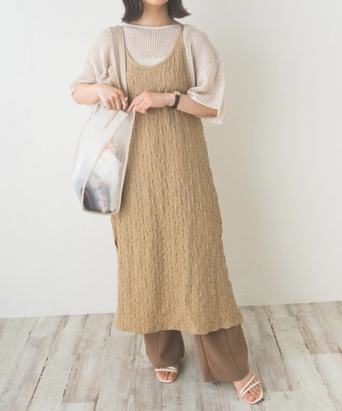 nemne store（ネンネストア）の「花束とジャガードキャミワンピース（ワンピース・レディース・ベージュ/ブラック/ライトグリーン/オフホワイト・F）」の3枚目の写真