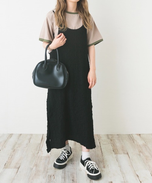 nemne store（ネンネストア）の「花束とジャガードキャミワンピース（ワンピース・レディース・ベージュ/ブラック/ライトグリーン/オフホワイト・F）」の2枚目の写真