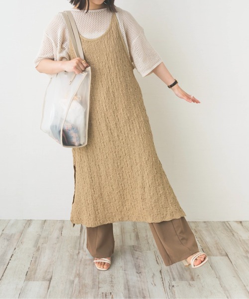 nemne store（ネンネストア）の「花束とジャガードキャミワンピース（ワンピース・レディース・ベージュ/ブラック/ライトグリーン/オフホワイト・F）」の5枚目の写真