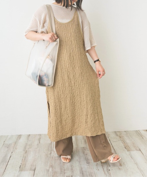 nemne store（ネンネストア）の「花束とジャガードキャミワンピース（ワンピース・レディース・ベージュ/ブラック/ライトグリーン/オフホワイト・F）」の6枚目の写真