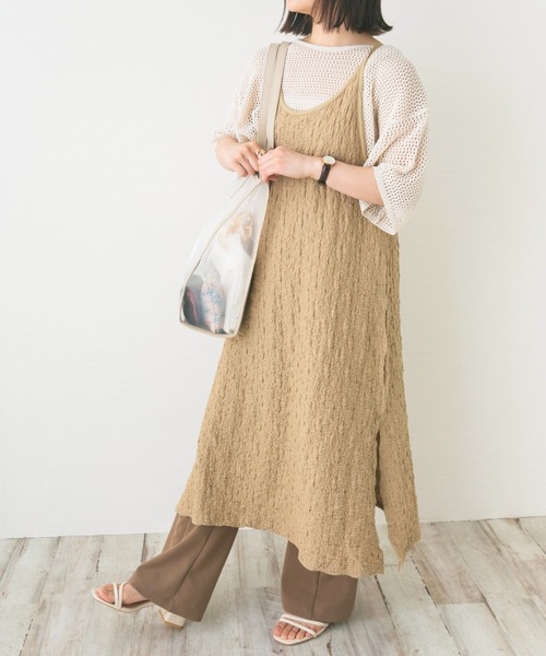 nemne store（ネンネストア）の「花束とジャガードキャミワンピース（ワンピース・レディース・ベージュ/ブラック/ライトグリーン/オフホワイト・F）」の7枚目の写真