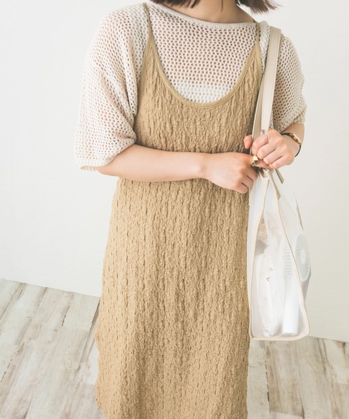 nemne store（ネンネストア）の「花束とジャガードキャミワンピース（ワンピース・レディース・ベージュ/ブラック/ライトグリーン/オフホワイト・F）」の15枚目の写真