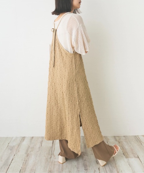 nemne store（ネンネストア）の「花束とジャガードキャミワンピース（ワンピース・レディース・ベージュ/ブラック/ライトグリーン/オフホワイト・F）」の8枚目の写真