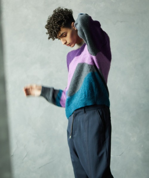 TAUPE(トープ)の「TAUPE/トープ/Mohair Intarsia Crewneck Sweater/モヘヤインターシャクルーニット(ニット/セーター・メンズ・ダークグリーン/パープル・2/3)」の20枚目の写真