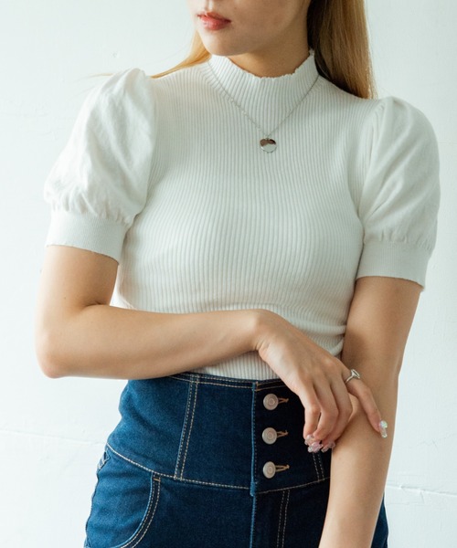 WEGO（ウィゴー）の「WEGO/【ZOZOTOWN＆一部店限定】ハイネックパフスリーブセーター（ニット/セーター・レディース・ブルー/ベージュ/ブラック/ホワイト・FREE）」の20枚目の写真