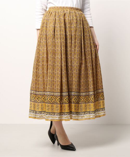 Samansa Mos2（サマンサ モスモス）の「裾ラインプリントスカート（スカート・レディース・カーキ/チャコール/マスタード/ボルドー・ﾌﾘ-）」の7枚目の写真