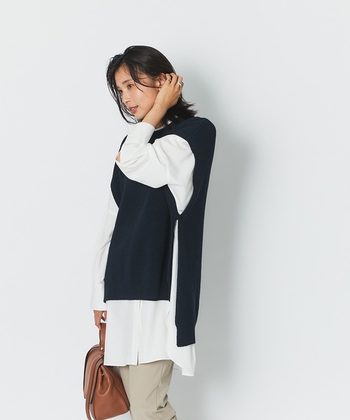 RIVE DROITE（リヴドロワ）の「抜け感のあるレイヤードスタイルが完成する　片畦ワイドベスト（ベスト・レディース・ネイビー/バーガンディー・FREE）」の20枚目の写真