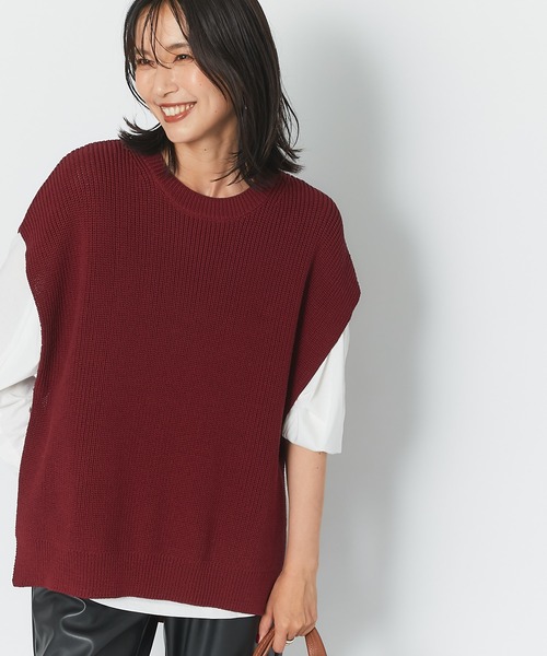 RIVE DROITE（リヴドロワ）の「抜け感のあるレイヤードスタイルが完成する　片畦ワイドベスト（ベスト・レディース・ネイビー/バーガンディー・FREE）」の19枚目の写真