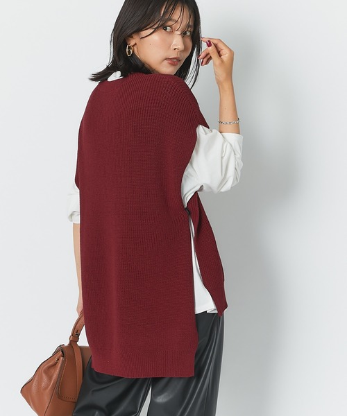 RIVE DROITE（リヴドロワ）の「抜け感のあるレイヤードスタイルが完成する　片畦ワイドベスト（ベスト・レディース・ネイビー/バーガンディー・FREE）」の7枚目の写真