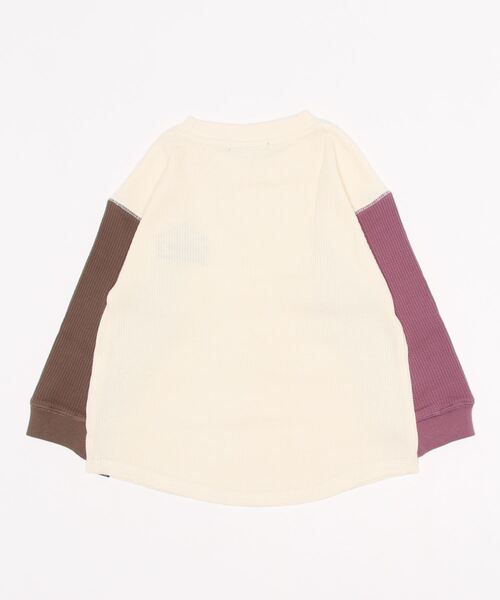 CAMP7（キャンプセブン）の「【CAMP7】ワッフルロンＴ（Tシャツ/カットソー・キッズ・ブラック/パープル/ブルー/グリーン/ベージュ/オフホワイト・105/120/130/155/140）」の7枚目の写真