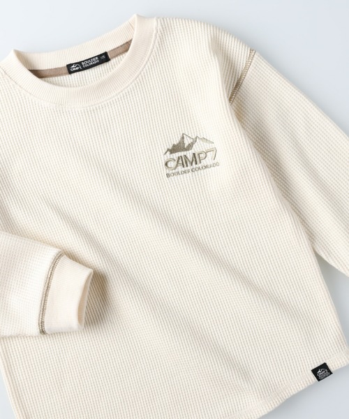 CAMP7（キャンプセブン）の「【CAMP7】ワッフルロンＴ（Tシャツ/カットソー・キッズ・ブラック/パープル/ブルー/グリーン/ベージュ/オフホワイト・105/120/130/155/140）」の14枚目の写真