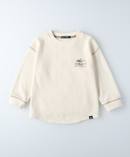 CAMP7（キャンプセブン）の「【CAMP7】ワッフルロンＴ（Tシャツ/カットソー・キッズ・ブラック/パープル/ブルー/グリーン/ベージュ/オフホワイト・105/120/130/155/140）」の15枚目の写真