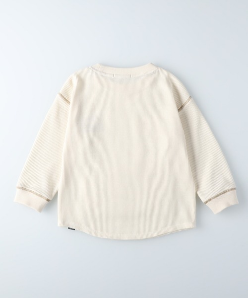 CAMP7（キャンプセブン）の「【CAMP7】ワッフルロンＴ（Tシャツ/カットソー・キッズ・ブラック/パープル/ブルー/グリーン/ベージュ/オフホワイト・105/120/130/155/140）」の16枚目の写真