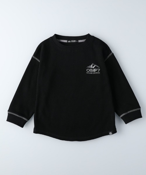 CAMP7（キャンプセブン）の「【CAMP7】ワッフルロンＴ（Tシャツ/カットソー・キッズ・ブラック/パープル/ブルー/グリーン/ベージュ/オフホワイト・105/120/130/155/140）」の22枚目の写真
