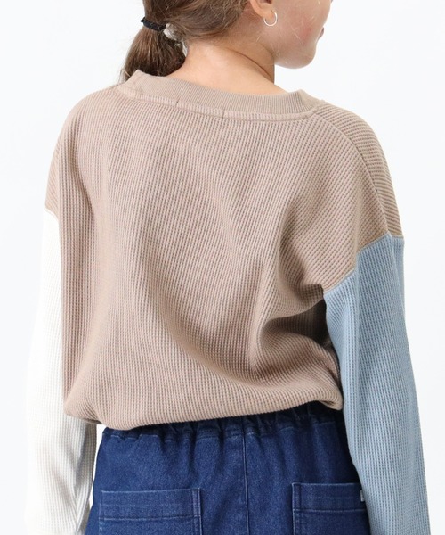 CAMP7（キャンプセブン）の「【CAMP7】ワッフルロンＴ（Tシャツ/カットソー・キッズ・ブラック/パープル/ブルー/グリーン/ベージュ/オフホワイト・105/120/130/155/140）」の10枚目の写真