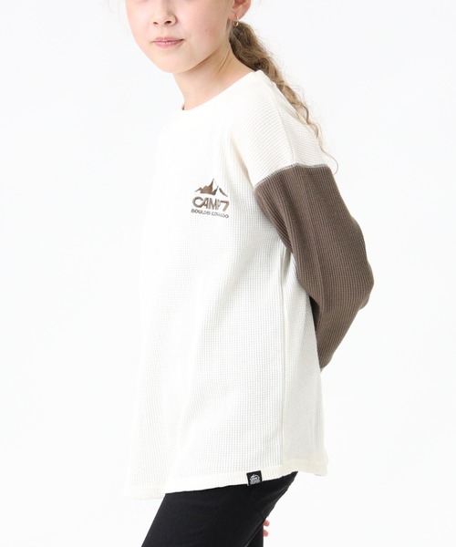 CAMP7（キャンプセブン）の「【CAMP7】ワッフルロンＴ（Tシャツ/カットソー・キッズ・ブラック/パープル/ブルー/グリーン/ベージュ/オフホワイト・105/120/130/155/140）」の12枚目の写真