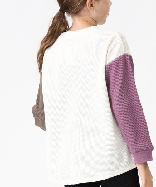 CAMP7（キャンプセブン）の「【CAMP7】ワッフルロンＴ（Tシャツ/カットソー・キッズ・ブラック/パープル/ブルー/グリーン/ベージュ/オフホワイト・105/120/130/155/140）」の13枚目の写真