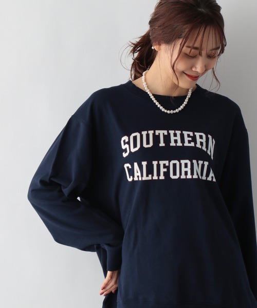 GLOBAL WORK（グローバルワーク）の「キレイ見えサラサラプリント長袖/958095（Tシャツ/カットソー・レディース・ライトグレー/ネイビー/オフホワイト/カーキ/ダークグレー・MEDIUM/LARGE）」の5枚目の写真