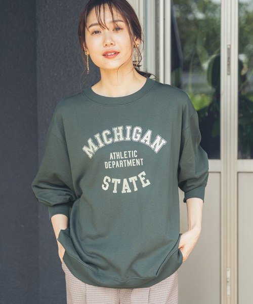 GLOBAL WORK（グローバルワーク）の「キレイ見えサラサラプリント長袖/958095（Tシャツ/カットソー・レディース・ライトグレー/ネイビー/オフホワイト/カーキ/ダークグレー・MEDIUM/LARGE）」の4枚目の写真