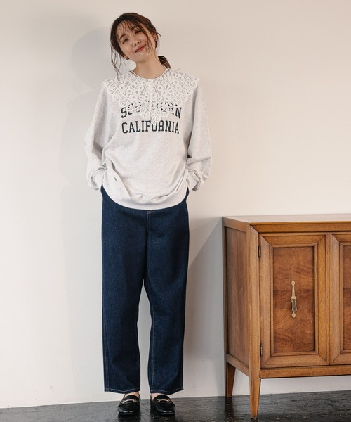 GLOBAL WORK（グローバルワーク）の「キレイ見えサラサラプリント長袖/958095（Tシャツ/カットソー・レディース・ライトグレー/ネイビー/オフホワイト/カーキ/ダークグレー・MEDIUM/LARGE）」の7枚目の写真