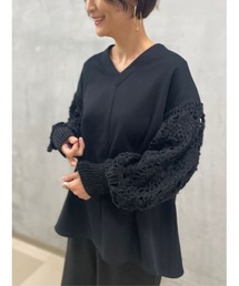 BEARDSLEY | カギ針袖裏毛プルオーバー(Tシャツ/カットソー)