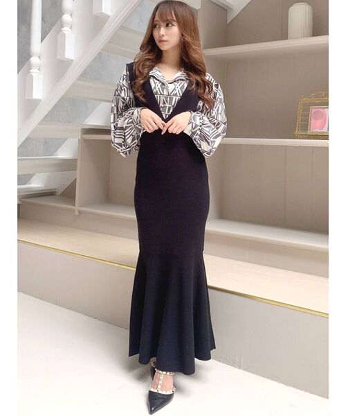 RESEXXY（リゼクシー）の「バイカラーパターンボリュームシャツ（シャツ/ブラウス・レディース・ブラック/ベージュ/キャメル・FREE）」の11枚目の写真