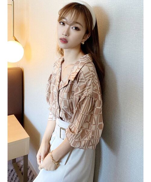 RESEXXY（リゼクシー）の「バイカラーパターンボリュームシャツ（シャツ/ブラウス・レディース・ブラック/ベージュ/キャメル・FREE）」の21枚目の写真