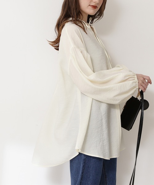 N.（N. Natural Beauty Basic）（エヌエヌナチュラルビューティーベーシック）の「◆前後２ＷＡＹハイネックブラウス（シャツ/ブラウス・レディース・オフホワイト/ブラック/イエロー・MEDIUM）」の6枚目の写真