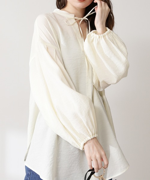 N.（N. Natural Beauty Basic）（エヌエヌナチュラルビューティーベーシック）の「◆前後２ＷＡＹハイネックブラウス（シャツ/ブラウス・レディース・オフホワイト/ブラック/イエロー・MEDIUM）」の12枚目の写真