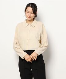 ehka sopo | ショート丈ドビーチェックシャツ(シャツ/ブラウス)