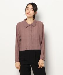 ehka sopo | ショート丈ドビーチェックシャツ(シャツ/ブラウス)