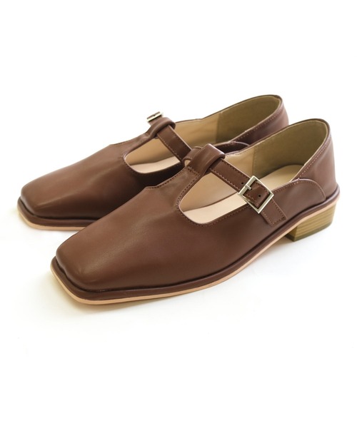 AmiAmi（アミアミ）の「Tストラップローファー（ローファー・レディース・ブラック/ブラウン/ピンク/アイボリー・L/LL/M/S）」の3枚目の写真