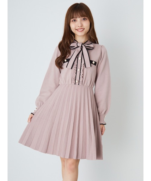 Ank ワンピースリボンタイプリーツニットワンピース ワンピース Ank Rouge アンクルージュ のファッション
