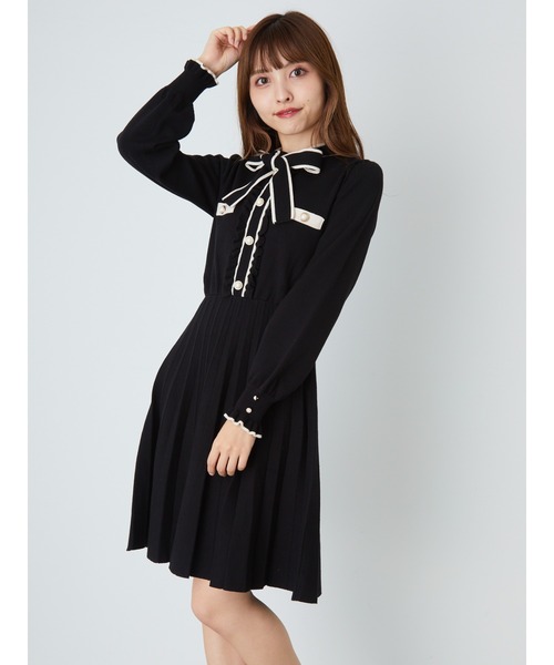 Ank ワンピースリボンタイプリーツニットワンピース ワンピース Ank Rouge アンクルージュ のファッション