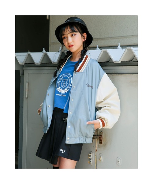 ZIDDY（ジディ）の「ZIDDY/【ニコ☆プチ掲載】 バック ロゴ スタジャン（130cm~160cm）（スタジャン・キッズ・グレー/ブルー・130/140/160/150）」の15枚目の写真