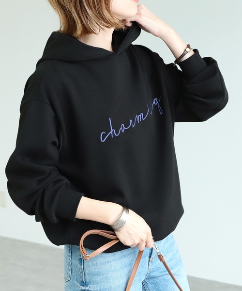 reca（レカ）の「筆記体刺繍パーカー（パーカー・レディース・ブラック/アイボリー/モカ・FREE）」の3枚目の写真