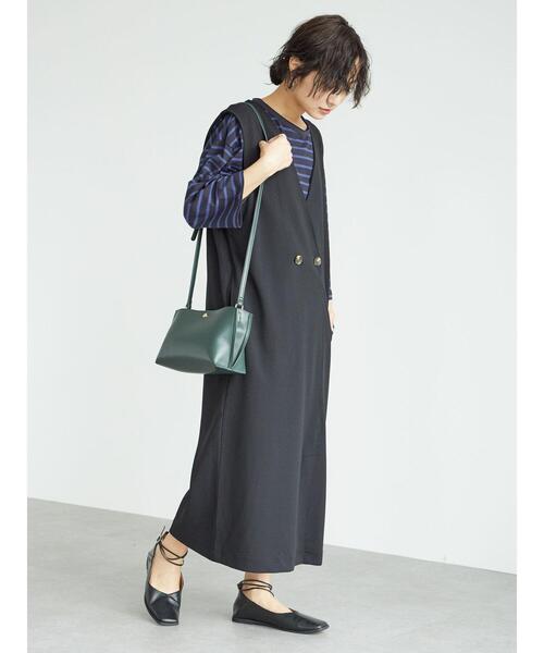 Green　Parks（グリーンパークス）の「ダブルジャンパードレス＊（ワンピース・レディース・キャメル/ブラック・FREE）」の3枚目の写真