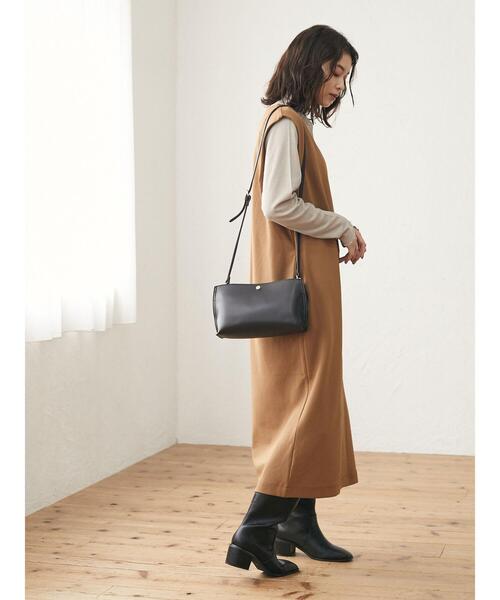 Green　Parks（グリーンパークス）の「ダブルジャンパードレス＊（ワンピース・レディース・キャメル/ブラック・FREE）」の5枚目の写真