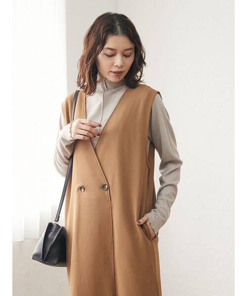 Green　Parks（グリーンパークス）の「ダブルジャンパードレス＊（ワンピース・レディース・キャメル/ブラック・FREE）」の7枚目の写真