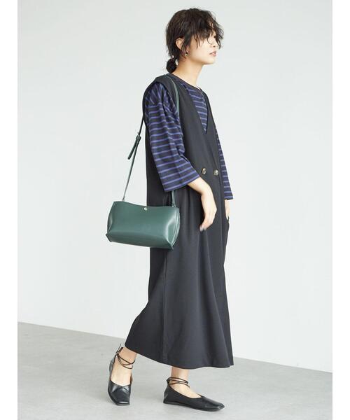 Green　Parks（グリーンパークス）の「ダブルジャンパードレス＊（ワンピース・レディース・キャメル/ブラック・FREE）」の14枚目の写真