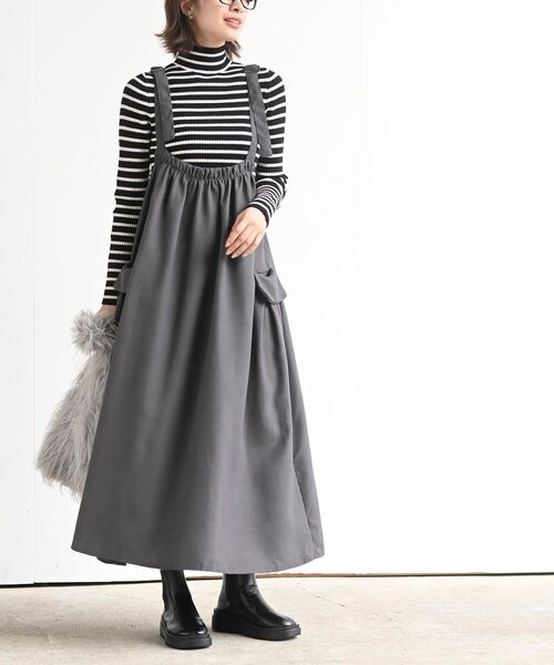 rps（アールピーエス）の「ツイルコールアウトポケットジャンパースカート（ジャンパースカート・レディース・ネイビー/ブラック/カーキ/モカ/チャコールグレー・M/フリー）」の2枚目の写真