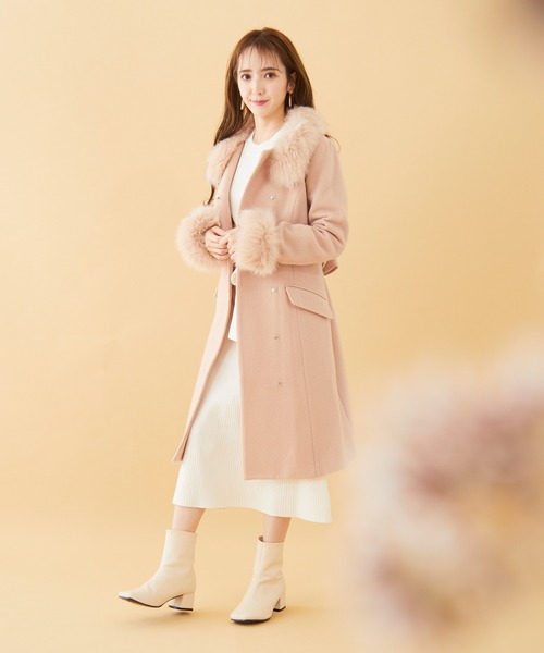 ベルトリボンファーロングコート