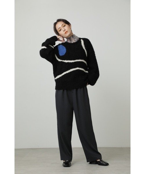 CREOLME(クレオルム)の「(CREOLME)アートジャカードニット(ニット/セーター・レディース・ブラック/ホワイト系その他・ONE SIZE)」の3枚目の写真