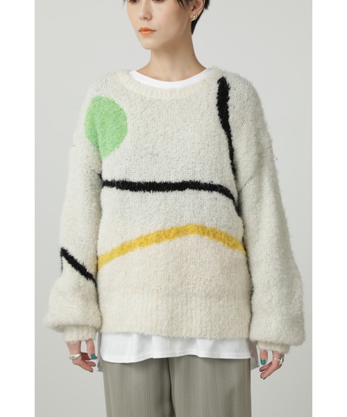 CREOLME(クレオルム)の「(CREOLME)アートジャカードニット(ニット/セーター・レディース・ブラック/ホワイト系その他・ONE SIZE)」の8枚目の写真