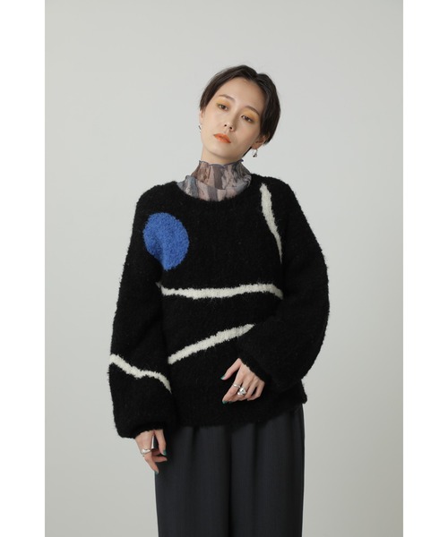 CREOLME(クレオルム)の「(CREOLME)アートジャカードニット(ニット/セーター・レディース・ブラック/ホワイト系その他・ONE SIZE)」の18枚目の写真