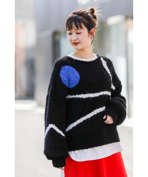 CREOLME(クレオルム)の「(CREOLME)アートジャカードニット(ニット/セーター・レディース・ブラック/ホワイト系その他・ONE SIZE)」の20枚目の写真