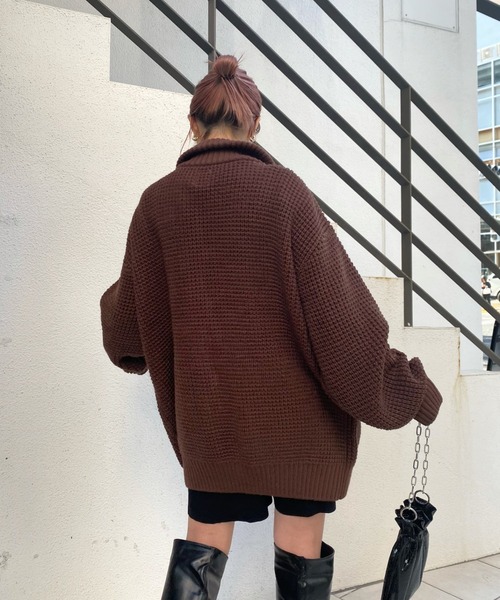 WHO'S WHO gallery（フーズフーギャラリー）の「【KOOKY'N/クーキー】スタンドカラーニットカーディガン（カーディガン/ボレロ・メンズ・チャコールグレー/ブラック/ブラウン・FREE）」の13枚目の写真