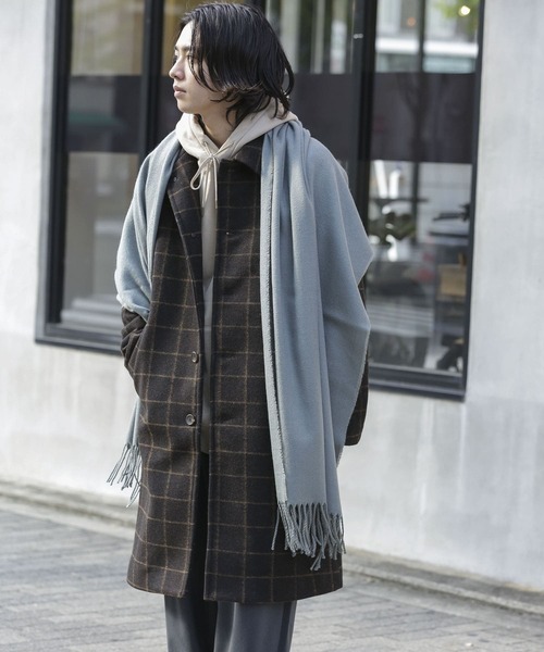 SENSE OF PLACE by URBAN RESEARCH(センスオブプレイスバイアーバンリサーチ)の「ウォッシャブル大判ストール(60cm巾)(マフラー・メンズ・ブラック/グレー/ブルー/アイボリー/ミント・ONE)」の6枚目の写真