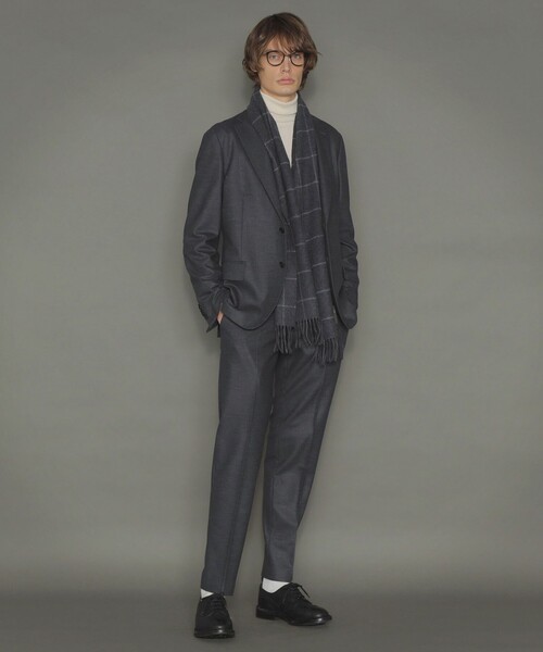 MACKINTOSH LONDON（マッキントッシュ ロンドン）の「【Lovat/ラヴァット】ウールアンゴラウィンドウペンチェックマフラー（マフラー・メンズ・ブルー系その他7/チャコールグレー・FREE）」の3枚目の写真