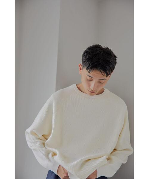 green label relaxing（グリーンレーベルリラクシング）の「ワッフルプレーティング クルーネック ニット -ウォッシャブル-（ニット/セーター・メンズ・ブラック/ワインレッド/オフホワイト・L/S/XL/M）」の4枚目の写真